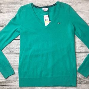 Vineyard Vines | Teal VNECK Lambswool Sweater